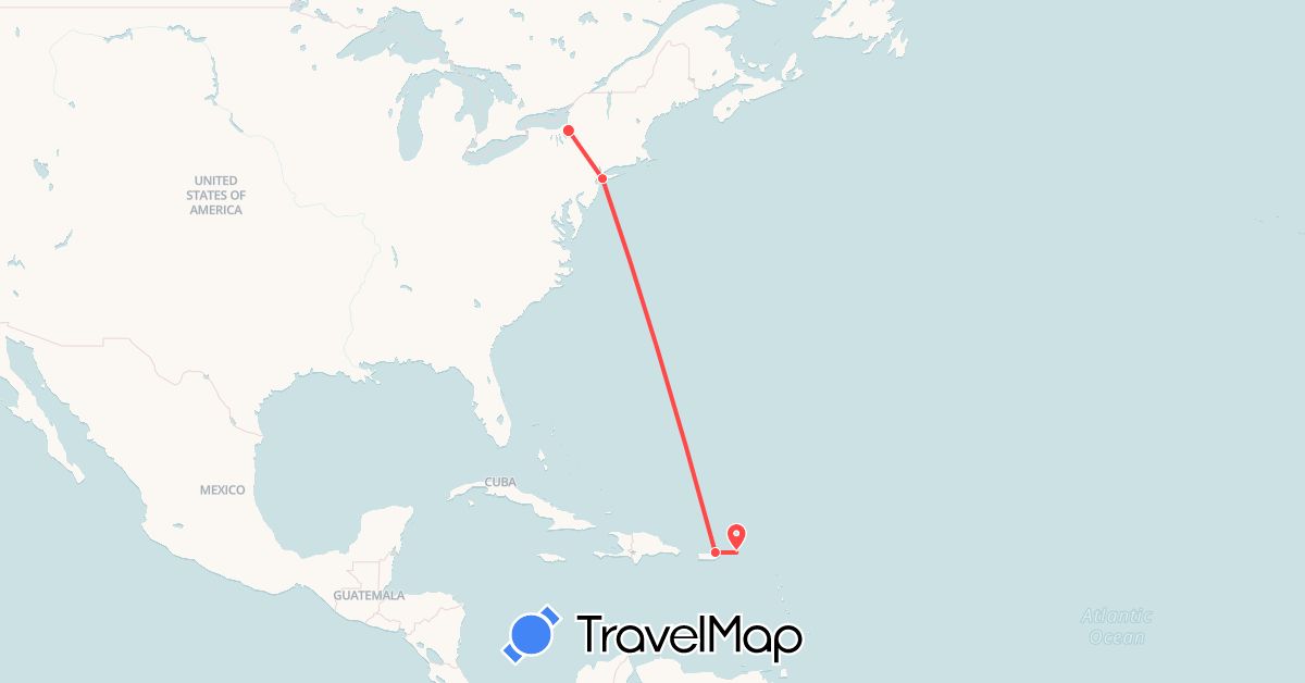 TravelMap itinerary: driving, hiking in United States, British Virgin Islands (North America)